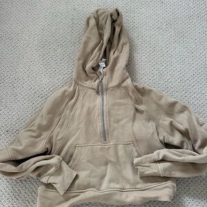 Lululemon Crop Subca Beige Half-Zip Hooded Pullover